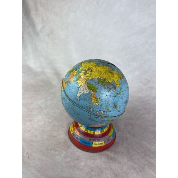 Vintage Coin Bank 62 Metal Globe Bank Commemorating John Glenn's 3 Orbits of Ear - Picture 5 of 11